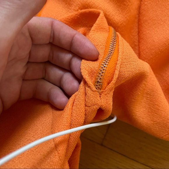 60s Vintage Bright Orange Mini Dress w Capped Sleeves - Picture 10 of 10